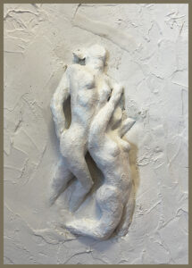 Together 2, Gips/Keramik Wandrelief, Breite 42 cm, Höhe 52 cm